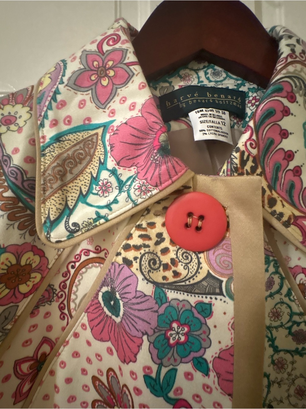 Harve Benard Cream Paisley Floral Jacket with Pink Accents - Picture 3 of 8